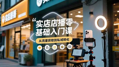 实体店播零基础入门课，实体店+短视频+直播+微信生态+私域社群，从流量获取到私域转化-知计