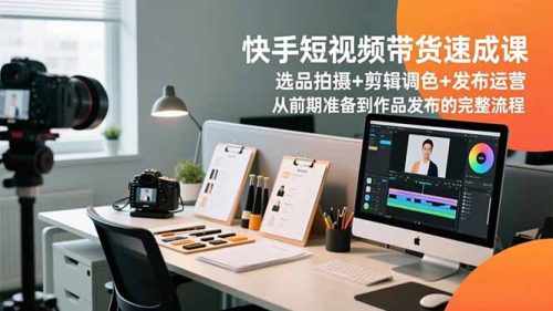 快手短视频带货速成课,选品拍摄+剪辑调色+发布运营,从前期准备到作品发布的完整流程-知计