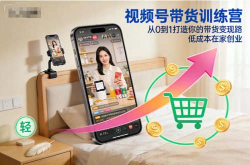 视频号带货训练营,从0到1打造你的带货变现路,低成本在家创业-知计