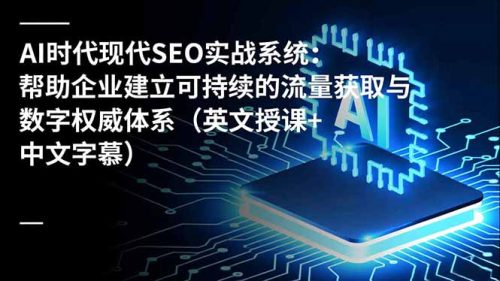AI时代现代SEO实战系统：帮助企业建立可持续的流量获取与数字权威体系(英文授课+中文字幕-知计