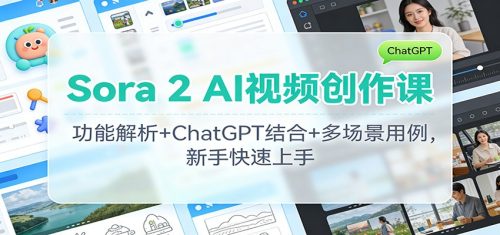 Sora 2 AI视频创作课：功能解析+ChatGPT结合+多场景用例，新手快速上手-知计