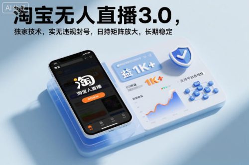 淘宝无人直播3.0，独家技术，实无违规封号，日收益1k+，支持矩阵放大，长期稳定【揭秘】-知计