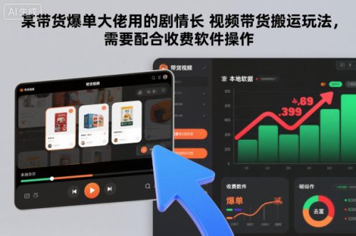某带货爆单大佬用的剧情长视频带货搬运玩法,需要配合收费软件操作-知计