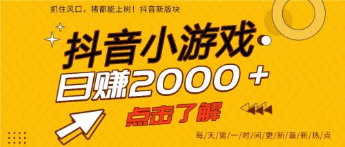 5年爆火的抖音小游戏项目,一部手机日入2000+-知计