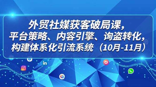 外贸 社媒获客破局课,平台策略、内容引擎、询盘转化,构建体系化引流系统(10月-11月-知计