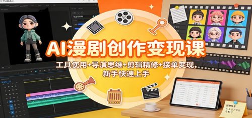 AI漫剧创作变现课:工具使用+导演思维+剪辑精修+接单变现,新手快速上手-知计