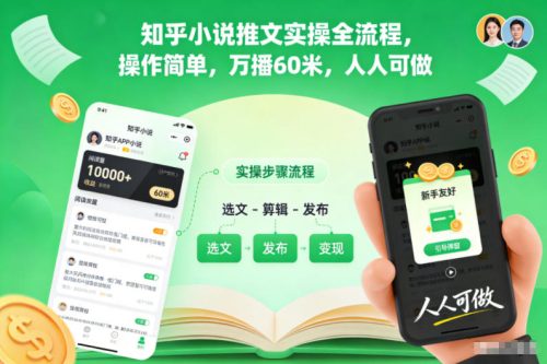 知乎小说推文实操全流程,操作简单,万播60米,人人可做-知计