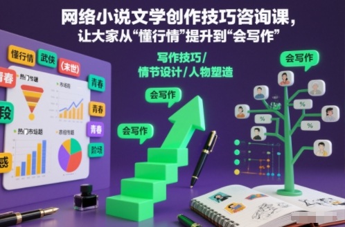 网络小说文学创作技巧咨询课，让大家从“懂行情”提升到”会写作”的高度-知计