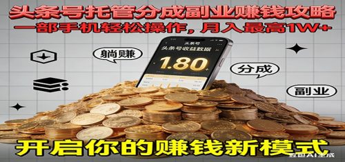 全程托管今日头条，一部手机就可以开干，最高躺赚1W+-知计