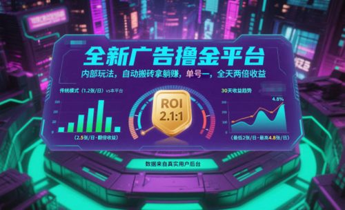 全新广告撸金平台，内部玩法，自动搬砖拿躺賺，单号一天保底2张+，全天两倍收益【揭秘】-知计