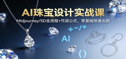 AI珠宝设计实战课：Midjourney/SD全流程+咒语公式，零基础快速出图-知计