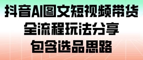 抖音AI图文短视频带货,全流程玩法分享,包含选品思路