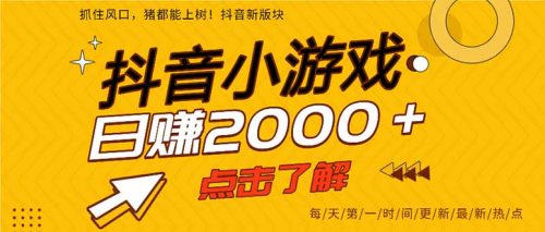 2025年爆火的抖音小游戏项目，一部手机日入2000+-知计