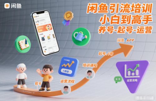 闲鱼引流培训，小白到高手，养号-起号-运营-知计