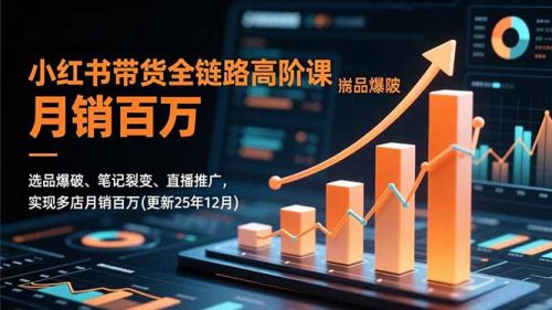 小红书带货全链路高阶课，选品爆破、笔记裂变、直播推广，实现多店月销百万(更新25年12月