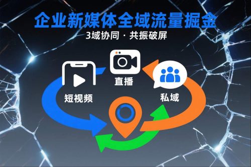 短视频全域商业模式，企业新媒体全域流量掘金，3域协同，共振破屏，短视频-直播-私域-地域-知计