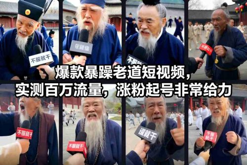 爆款暴躁老道短视频，实测百万流量，涨粉起号非常给力-知计