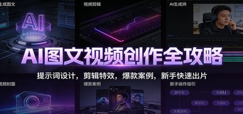 AI图文视频创作全攻略：提示词设计，剪辑特效，爆款案例，新手快速出片-知计