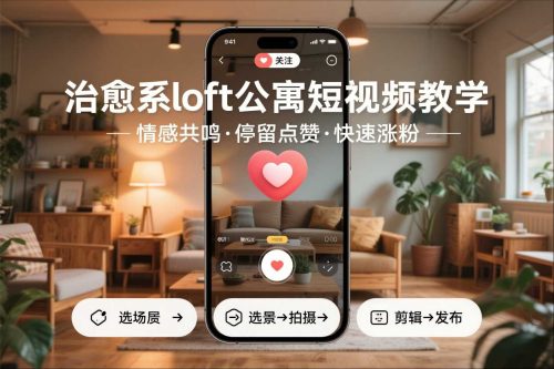 治愈系loft公寓短视频制作教学，情感共鸣引停留点赞关注，快速起号涨粉-知计