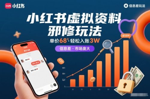 小红书虚拟资料邪修玩法,单价68,轻松入账3W,信息差玩法,市场庞大-知计