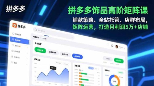 拼多多饰品高阶矩阵课，铺款策略、全站托管、店群布局，矩阵运营，打造月利润5万+店铺-知计