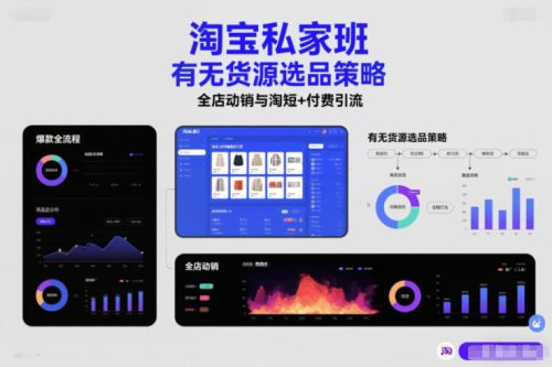 淘宝私家班，有无货源选品策略，高成功率爆款全流程打法，全店动销与淘短+付费引流(更新)-知计