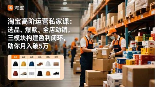 淘宝高阶运营私家课:选品、爆款、全店动销,三模块构建盈利闭环,助你月入破5万(更新12月-知计