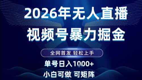 2026最新视频号无人直播掘金，全网首发，小白可以玩，长期稳定日入1k+【揭秘】-知计