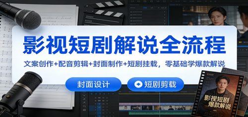 影视短剧解说全流程：文案创作+配音剪辑+封面制作+短剧挂载，零基础学爆款解说-知计