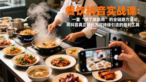 餐饮抖音实战课：一套“学了就能用”的全链路方法论，将抖音真正转化为可持续引流的盈利工具-知计