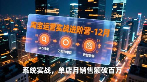 淘宝运营实战进阶营-12月：SEO搜索、万相台爆款、数据诊断，系统实战，单店月销售额破百万-知计