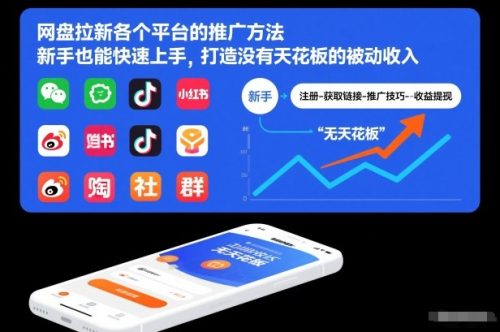 网盘拉新各个平台的推广方法，新手也能快速上手，打造没有天花板的被动收入