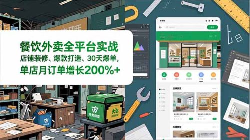 餐饮外卖全平台实战，店铺装修、爆款打造、30天爆单，手把手教学，单店月订单增长200%+-知计