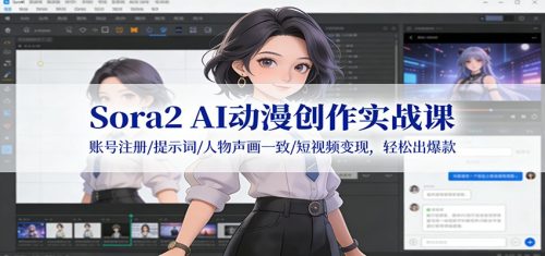 Sora2 AI动漫创作实战课：账号注册/提示词/人物声画一致/短视频变现，轻松出爆款-知计