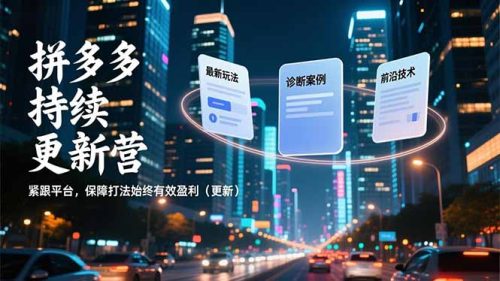 拼多多持续更新营，最新玩法、诊断案例、前沿技术，紧跟平台，保障打法始终有效盈利(更新-知计