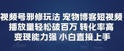 视频号邪修玩法宠物博客短视频，播放量轻松破百万，转化率高，变现能力强，小白直接上手