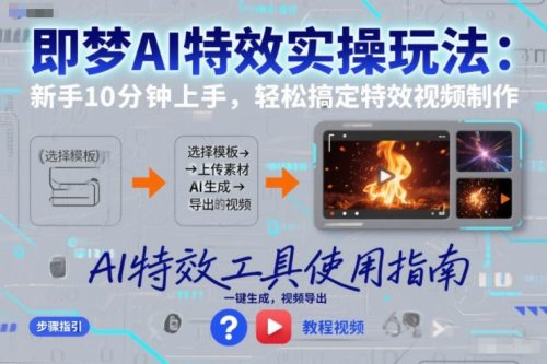 即梦AI特效实操玩法:新手10分钟上手,轻松搞定特效视频制作-知计