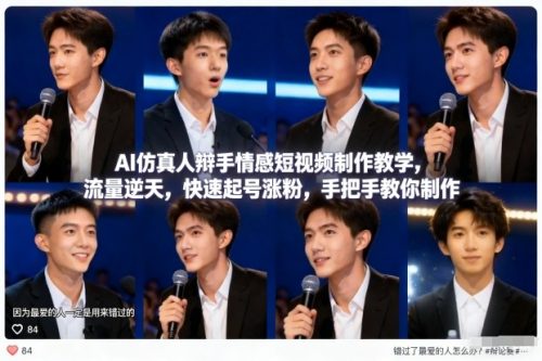 AI仿真人辩手情感短视频制作教学，流量逆天，快速起号涨粉，手把手教你制作-知计