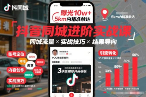 抖音同城进阶实战课，助你同城流量拿到结果-知计