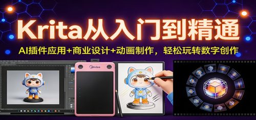 Krita从入门到精通：AI插件应用+商业设计+动画制作，轻松玩转数字创作-知计
