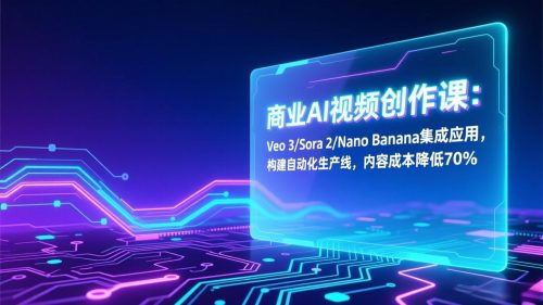 商业AI视频创作课：Veo 3/Sora 2/Nano Banana集成应用，构建自动化生产线，内容成本降低70%-知计
