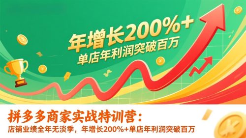 拼多多商家实战特训营：店铺业绩全年无淡季，年增长200%+单店年利润突破百万(26年1月更新