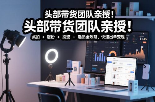 头部带货团队亲授！专业短视频实拍带货课：桌拍+涨粉+投流+选品全攻略，快速出单变现，月入2w+-知计
