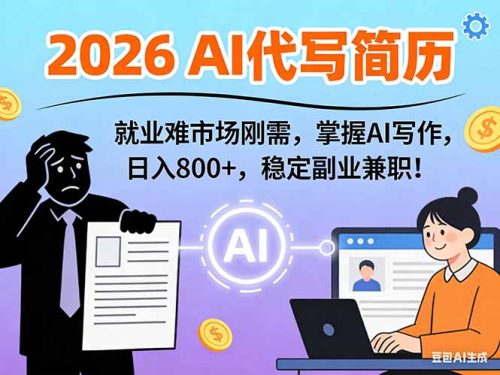 AI代写简历,超暴利,用万能模板月入1-3万实战教程,2026年市场刚需!