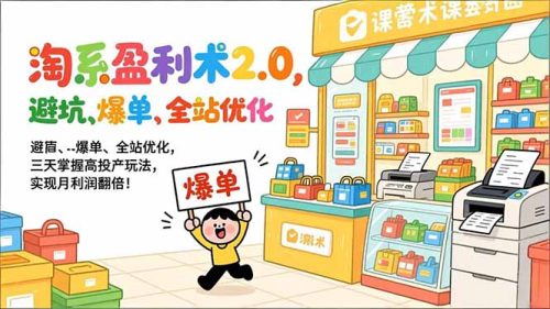 淘系盈利术2.0，避坑、爆单、全站优化，三天掌握高投产玩法，实现月利润翻倍！-知计