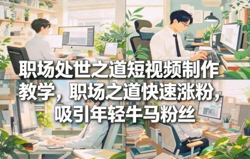 职场处世之道短视频制作教学，职场之道快速涨粉，吸引年轻牛马粉丝-知计