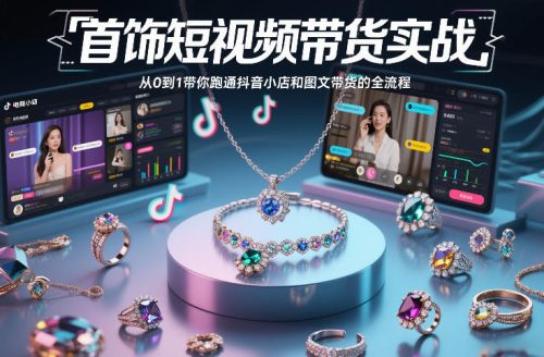 首饰短视频带货实战，从0到1带你跑通抖音小店和图文带货的全流程-知计