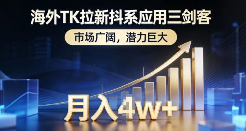 海外TK拉新抖系应用三剑客,市场广阔,潜力巨大,月入1w+-知计
