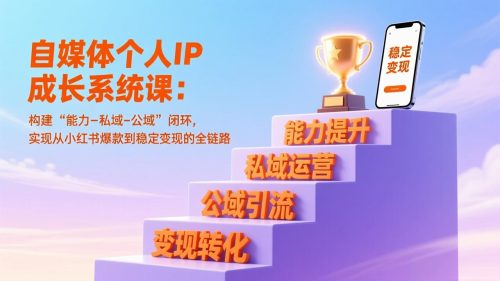自媒体个人IP成长系统课：构建“能力-私域-公域”闭环，实现从小红书爆款到稳定变现的全链路-知计