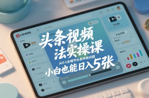 头条视频玩法实操课,从0-1全细节头条所有问题,小白也能日入5张-知计